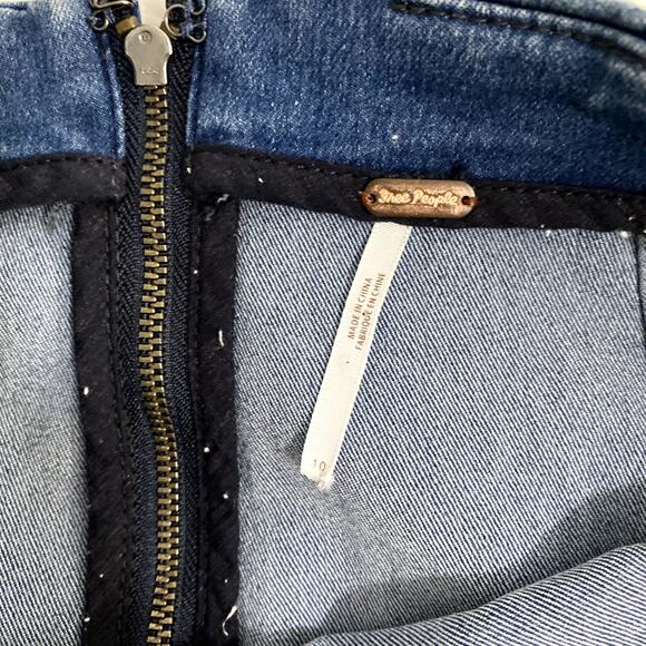 Free People Blue Dark Wash Denim Modern Femme Fitted Boho Mini Skirt 10 - Picture 6 of 9